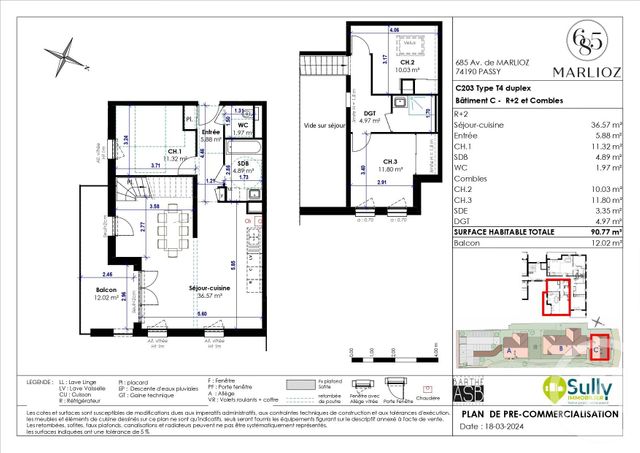 Appartement à vendre - 4 pièces - 91.81 m2 - PASSY - 74 - RHONE-ALPES - Century 21 Patrick Avenel